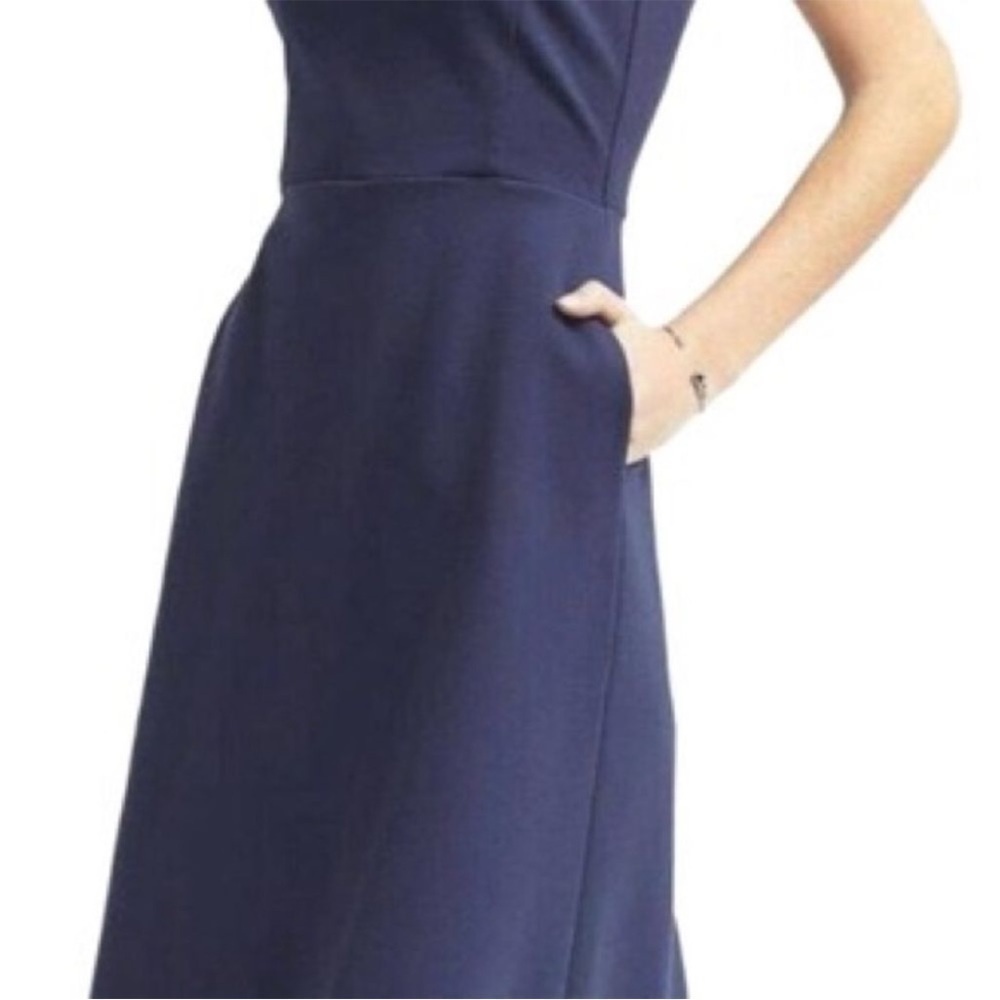 NWT Banana Republic Dress Crossback Ponte Midi Navy Blue Cut Out Sleeveless 6P - Picture 13 of 14